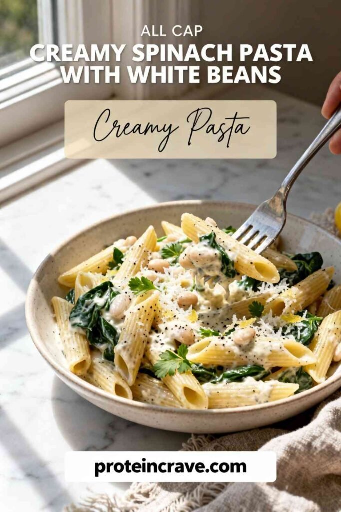 Creamy Spinach Pasta with White Beans