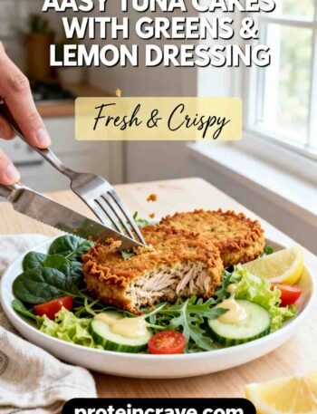 Easy Tuna Cakes with Greens & Lemon Dressing