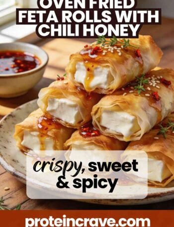 Oven Fried Feta Rolls with Chili Honey
