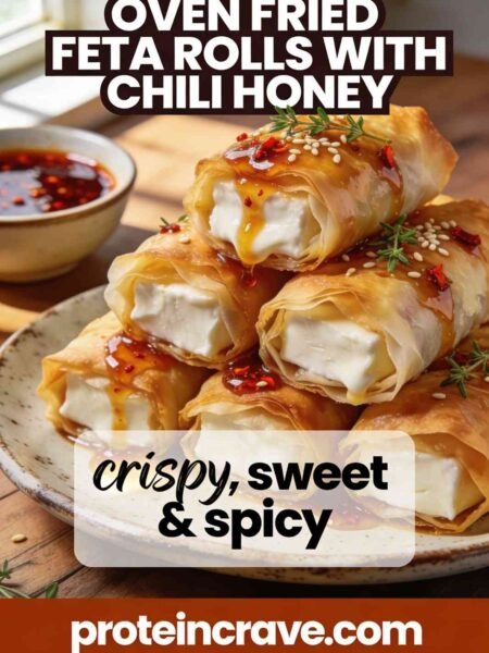 Oven Fried Feta Rolls with Chili Honey